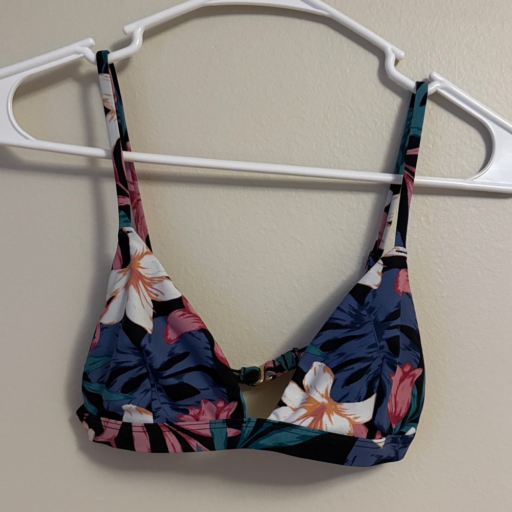 Hollister Floral Bikini Top - Blue and Pink